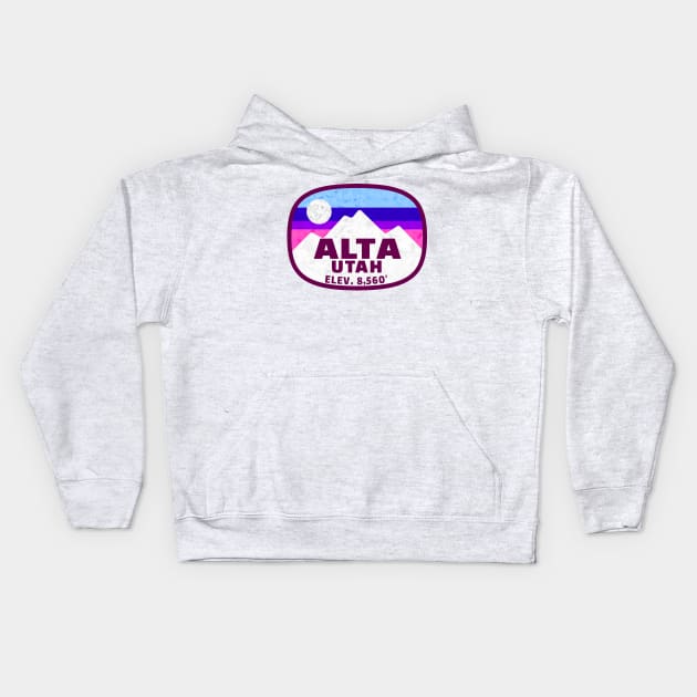 Alta Utah Skiing Winter Sports Snowboarding Kids Hoodie by TravelTime